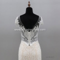 lace detachable train luxury short sleeve mermaid sexy wedding dress